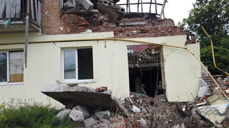 Zolochiv is 10 miles away from the nearest front lines in Ukraine and is attacked most days.