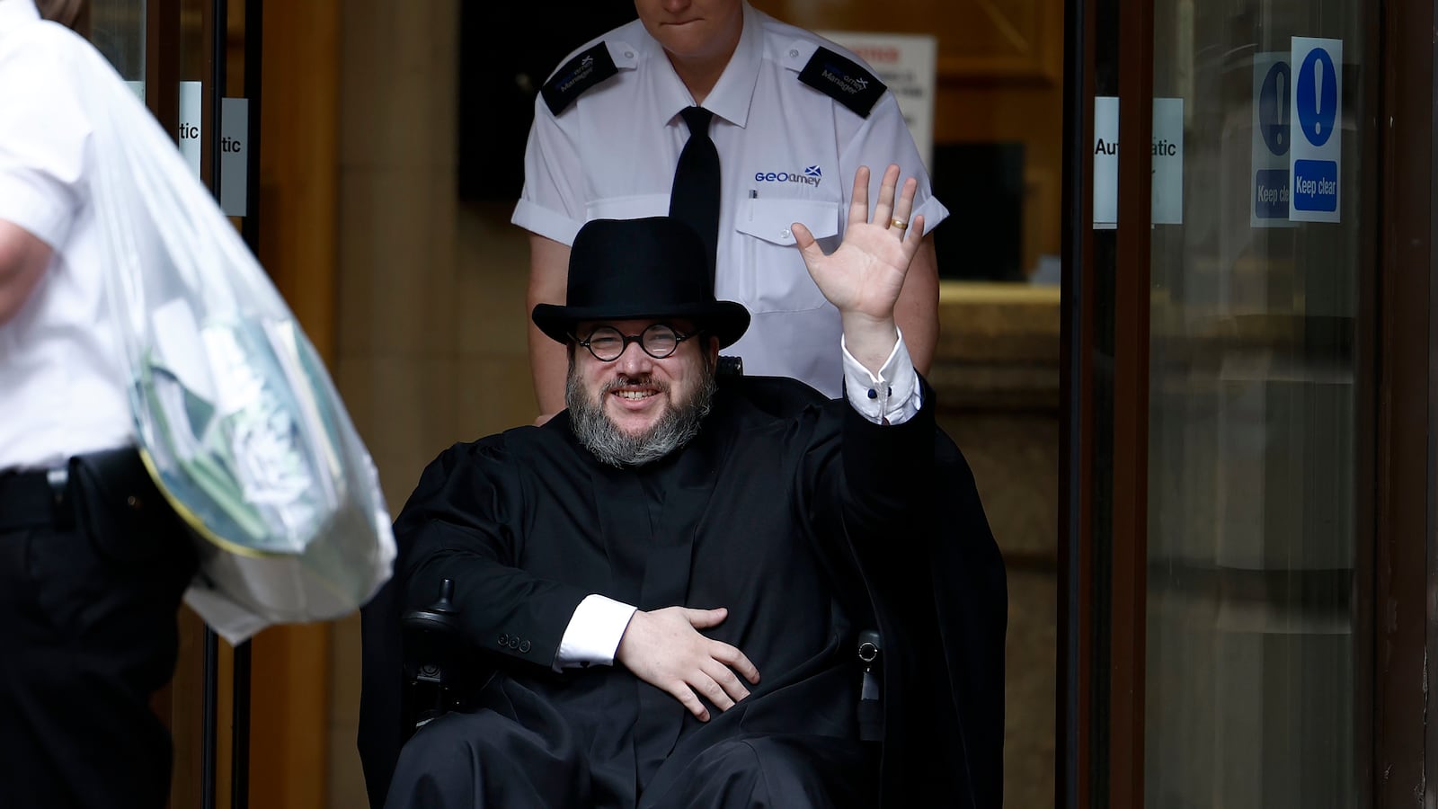Nicholas Rossi departs Edinburgh Sheriff Court after his extradition hearing on July 12, 2023 in Edinburgh, Scotland.