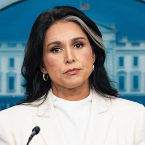 White House Press Secretary Karoline Leavitt speaks during a press with Director of National Intelligence Tulsi Gabbard speaks during a press briefing at the White House in Washington, Wednesday, July 23, 2025. (Photo by Andrew Thomas / Middle East Images via AFP) (Photo by ANDREW THOMAS/Middle East Images/AFP via Getty Images)