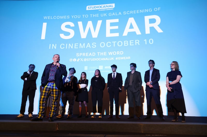 John Davidson on stage during the London gala screening of "I Swear" at The Curzon Mayfair on September 29, 2025 in London, England.