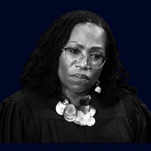 A photo composite of Supreme Court Justice Ketanji Brown Jackson.
