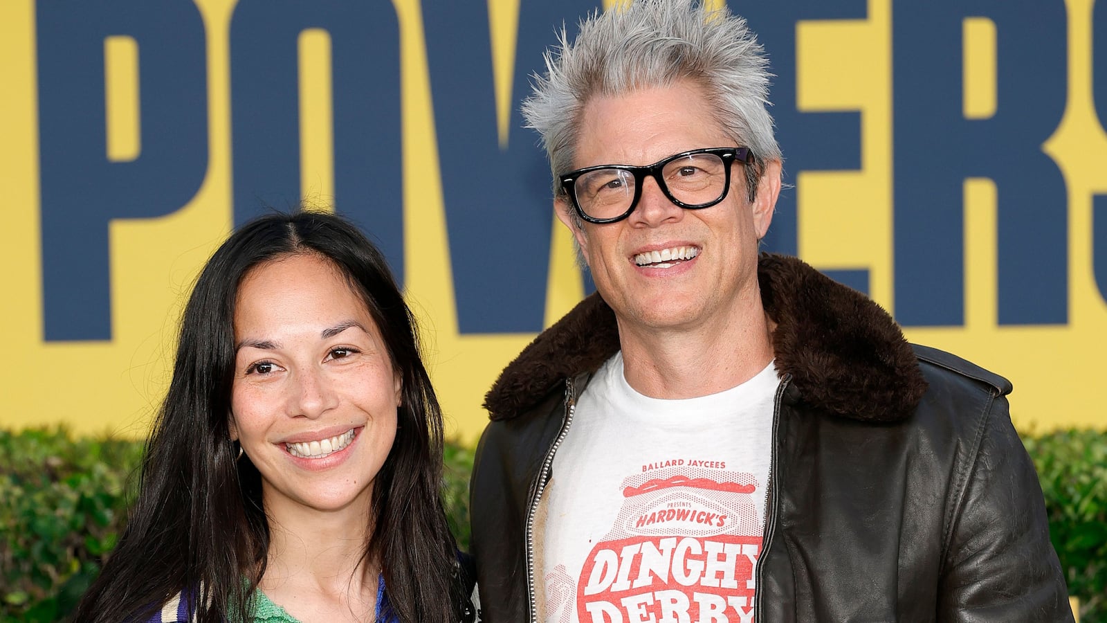 PASADENA, CALIFORNIA - SEPTEMBER 25: (L-R) Emily Ting and Johnny Knoxville attend the Red Carpet Premiere of Hulu's "Chad Powers" at Rose Bowl Stadium on September 25, 2025 in Pasadena, California. (Photo by Frazer Harrison/Getty Images)