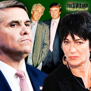 A photo illustration of Todd Blanche, Jeffrey Epstein, Donald Trump, and Ghislaine Maxwell for The Swamp.