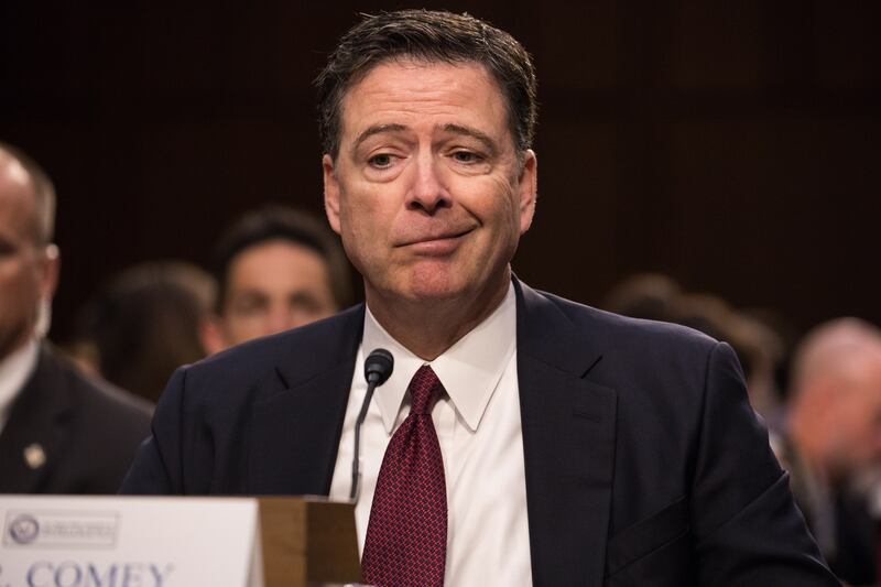 Former FBI Director James Comey testified in front of the Senate Intelligence Committee, on his past relationship with President Donald Trump, and his role in the Russian interference investigation, in the Senate Hart building on Capitol Hill, on Thursday, June 8, 2017. (Photo by Cheriss May) (Photo by Cheriss May/NurPhoto via Getty Images)