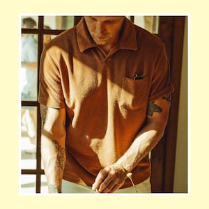 Towel Terry Johnny Collar Polo for the Looker.
