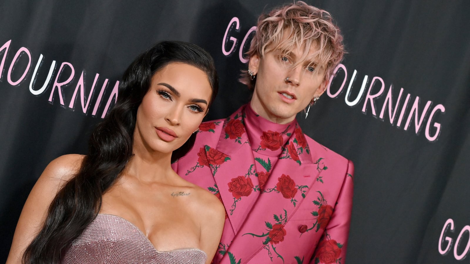 Megan Fox and Machine Gun Kelly attend the World Premiere of "Good Mourning" at The London West Hollywood at Beverly Hills on May 12, 2022 in West Hollywood, California.