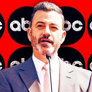 A photo illustration of Jimmy Kimmel and the ABC logos.