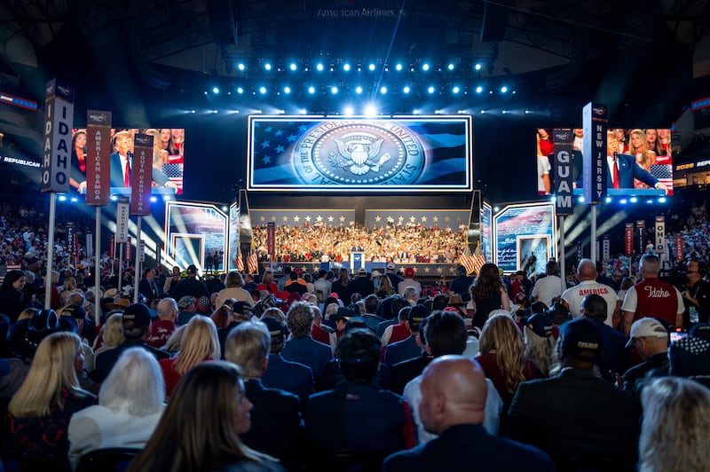 U.S. President Donald Trump speaks onstage on the second day of the 2026 Republican National Convention at the American Airlines Center on September 10, 2026 in Dallas, Texas.