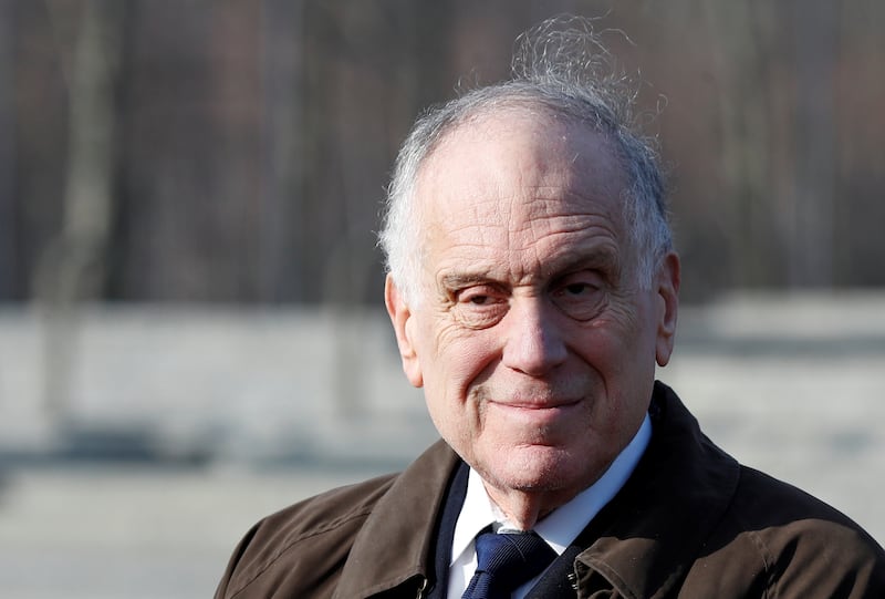 Ronald Lauder visits the former Nazi German concentration and extermination camp Auschwitz II-Birkenau, near Oswiecim, Poland, February 15, 2019.