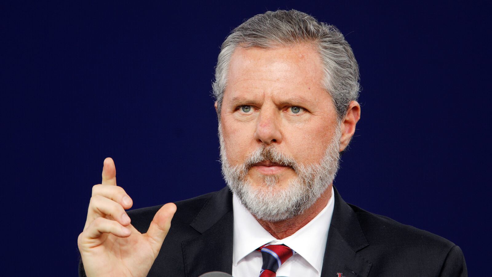 Liberty University President Jerry Falwell Jr. speaks during the school's commencement ceremonies