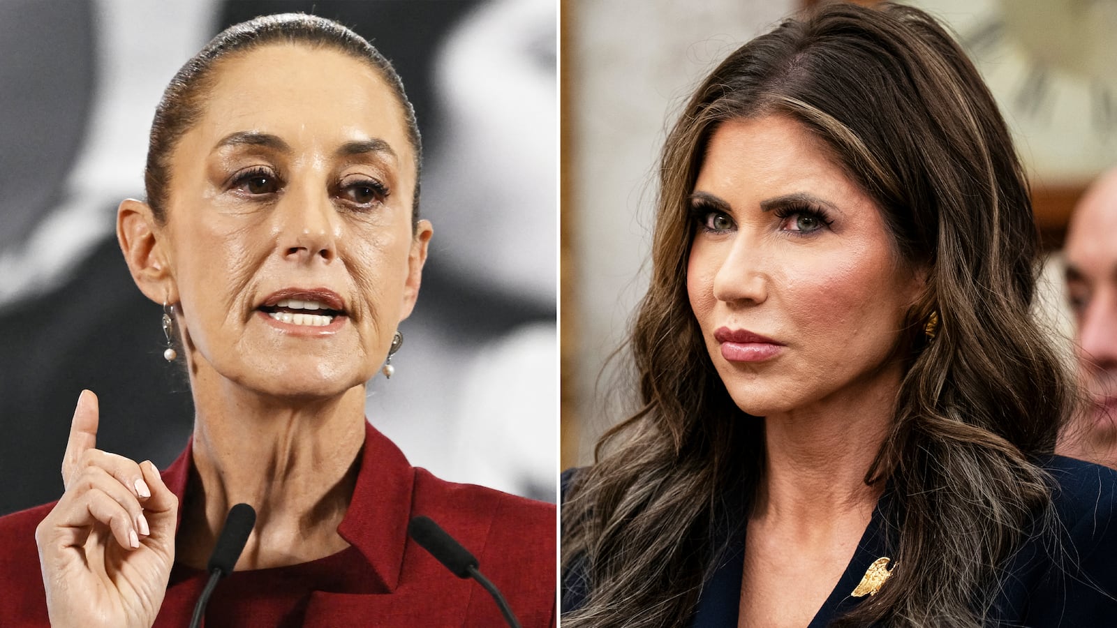 Mexico's President Claudia Sheinbaum and Kristi Noem.