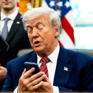 President Donald Trump silenced his cellphone in the Oval Office of the White House on Friday May 23, 2025. The executive orders were related to the nuclear power industry in the US.