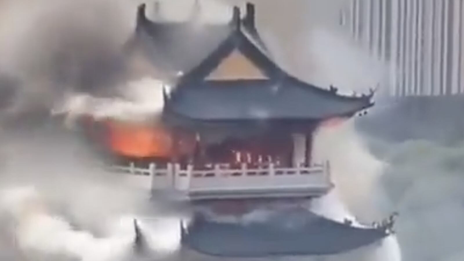 Chinese temple burning