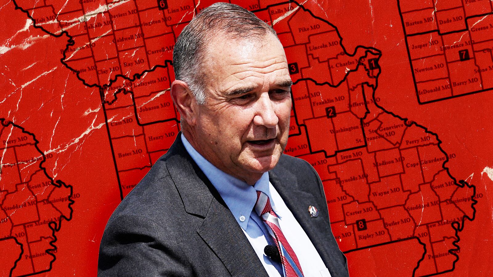 A photo illustration of Missouri governor Mike Kehoe.