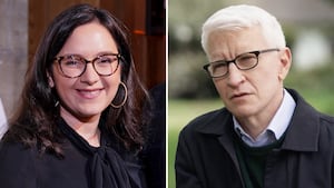 Bari Weiss and Anderson Cooper.