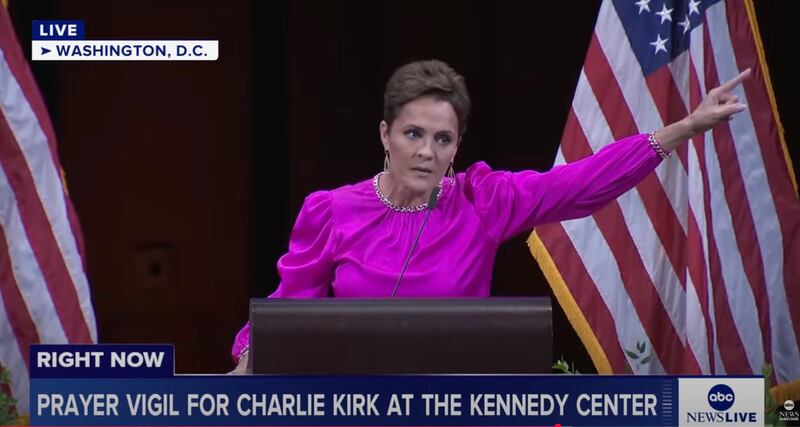Kari Lake speaking at Charlie Kirk Prayer Vigil.