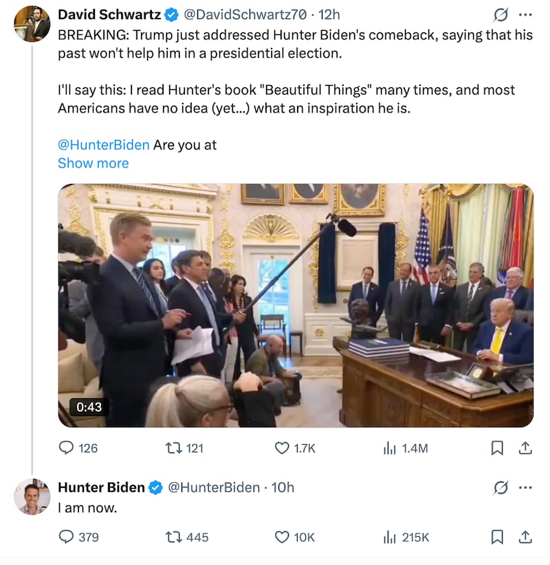 Hunter Biden X post