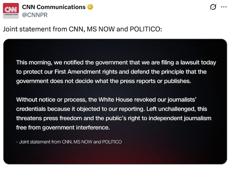 A joint statement from the three affected organizations.