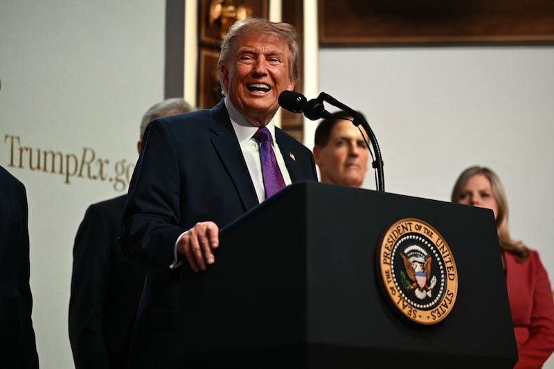 Donald Trump answers questions from the press during a healthcare affordability event at The White House.