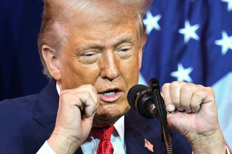Donald Trump speaks during the House Republican Party member retreat at the Kennedy Center in Washington, DC, on January 6, 2026.