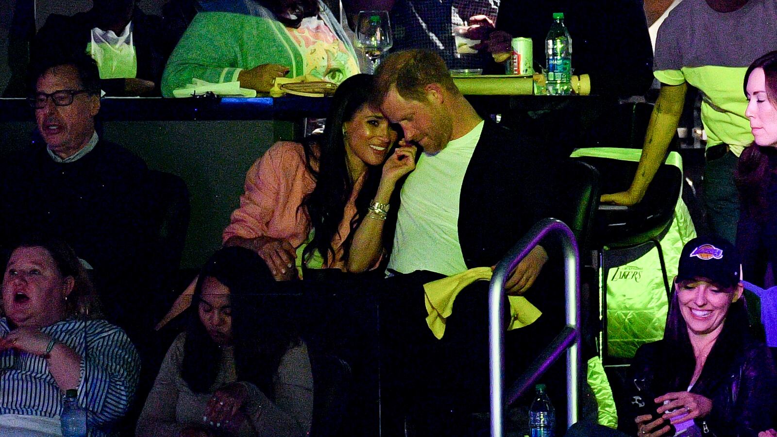 Meghan Markle and Prince Harry at the L.A. Lakers game.