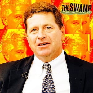 A photo illustration of Jay Clayton and a background of Jeffrey Epstein's face.