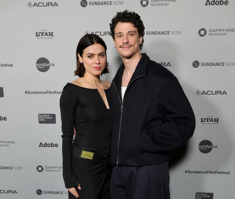 PARK CITY, UTAH - JANUARY 24: (L-R) Nina Kiri and Adam DiMarco attend the "Undertone" Premiere during the 2026 Sundance Film Festival at Library Center Theatre on January 24, 2026 in Park City, Utah. (Photo by Neilson Barnard/Getty Images)