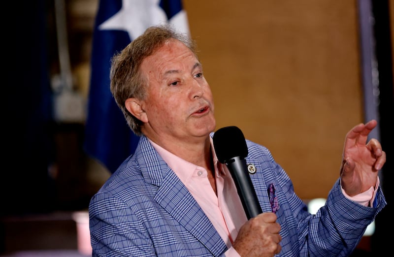 Pepublican US Senate candidate Ken Paxton speaks to supporters at a campaign stop on May 15, 2026 in Little Elm, Texas. Paxton and incumbent John Cornyn are set for a run off later in May.