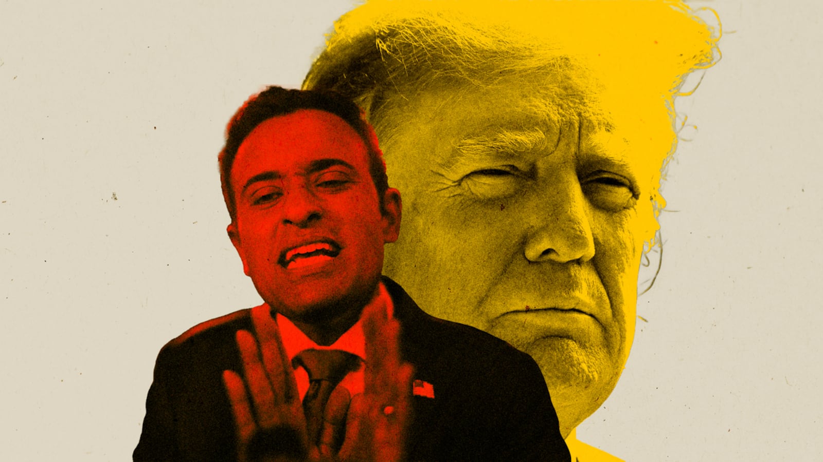 Photo illustration of Vivek Ramaswamy and Donald Trump