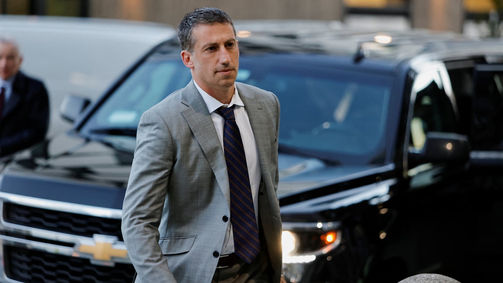 Alex Spiro, attorney for Elon Musk arrives to attend a securities-fraud trial brought by shareholders at federal court in San Francisco, California, in January 2023.