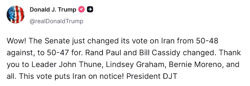 Donald Trump gloats over his Senate victory.