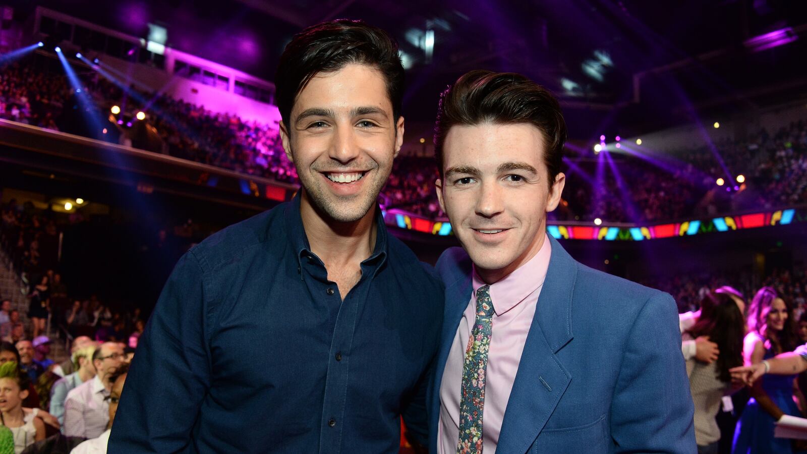 Actors Josh Peck (L) and Drake Bell