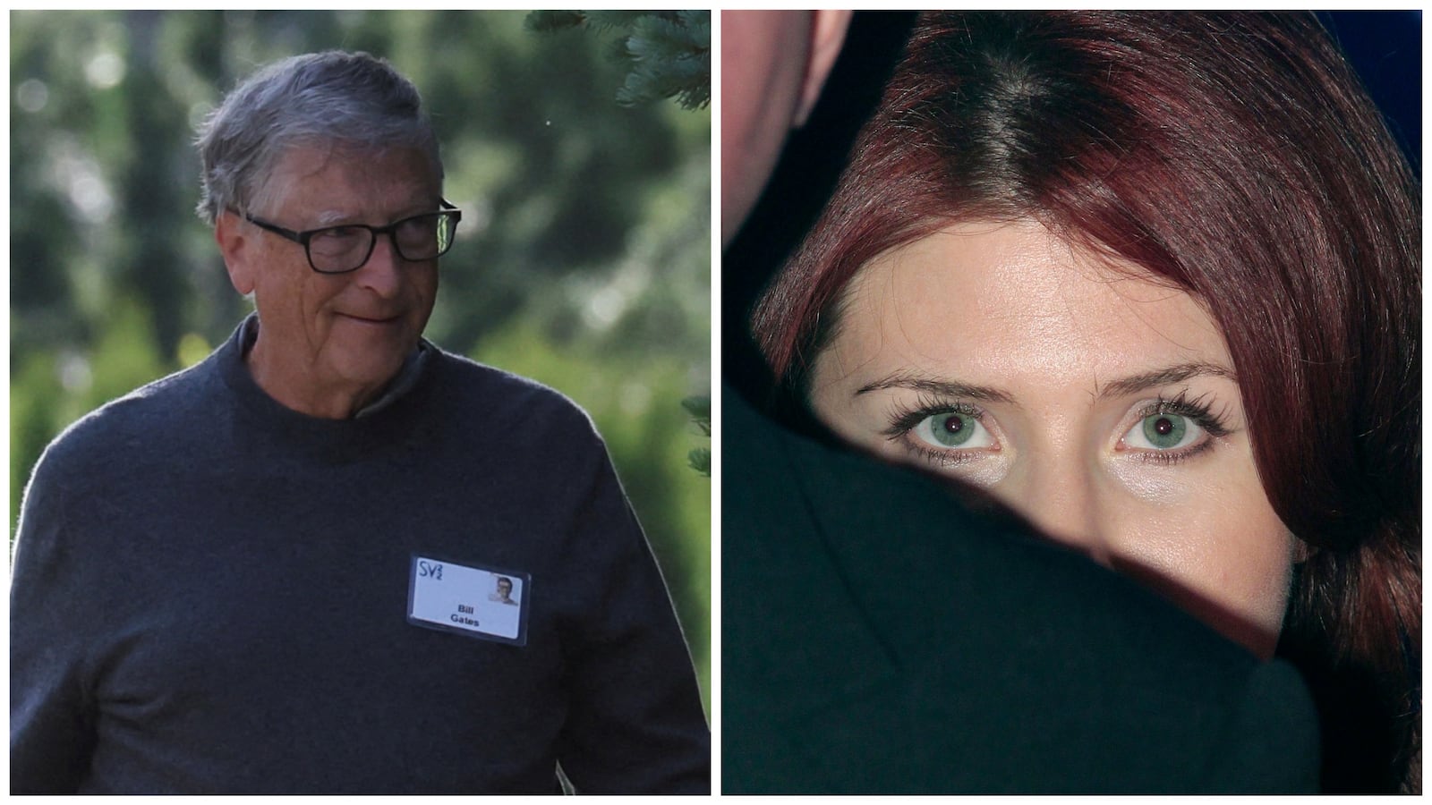 A picture of Bill Gates next to a picture of Anna Chapman.