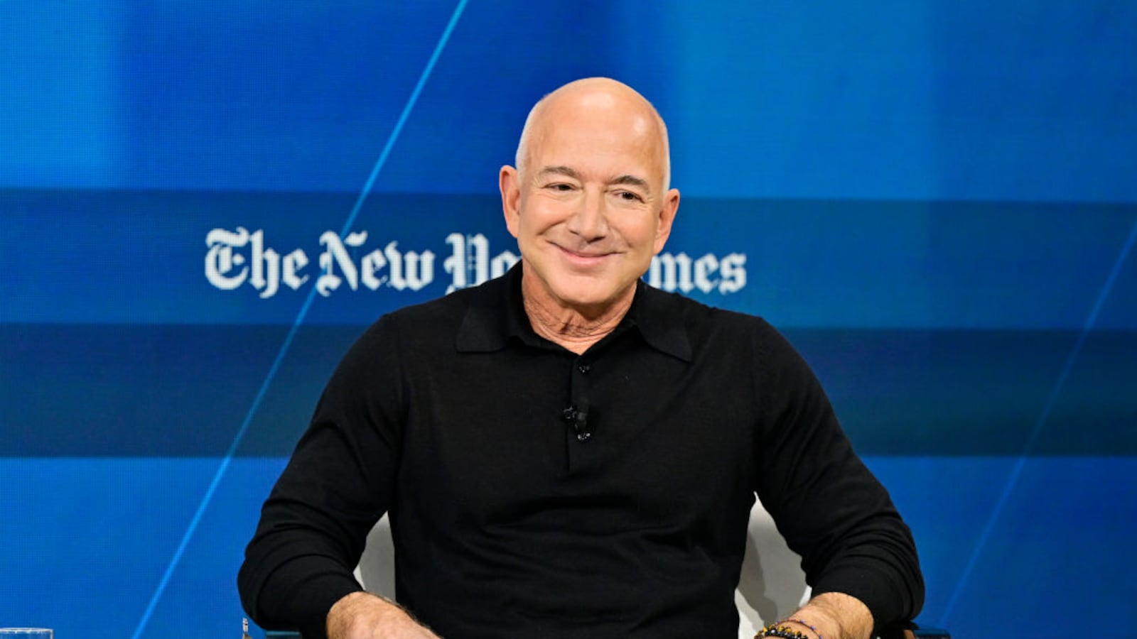 Jeff Bezos speaks onstage during The New York Times Dealbook Summit 2024 at Jazz at Lincoln Center on December 04, 2024 in New York City.