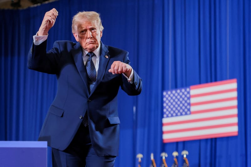 U.S. President Donald Trump reacts on the day of delivering remarks at Rockland Community College in Suffern, New York, U.S., May 22, 2026. REUTERS/Kylie Cooper