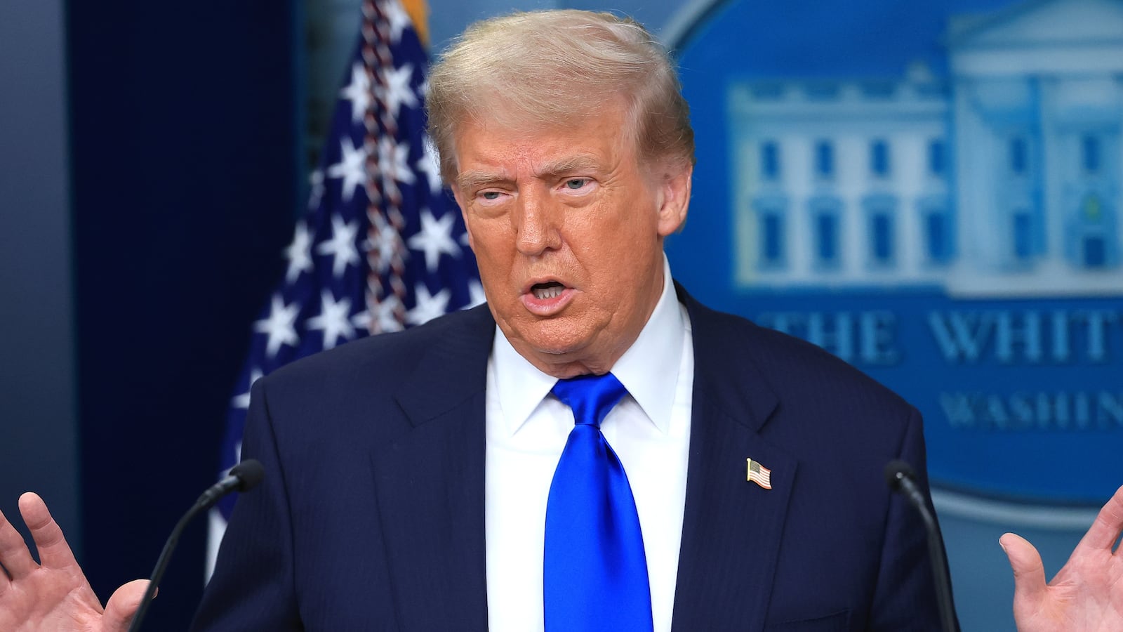 President Donald Trump answers questions during a press conference on recent Supreme Court rulings in the briefing room at the White House on June 27, 2025