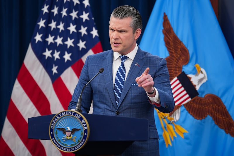 Hegseth declares victory in Iran at a press conference Wednesday, despite complications and confusion already emerging from the temporary cease-fire agreement. Photo by Andrew Harnik/Getty Images.