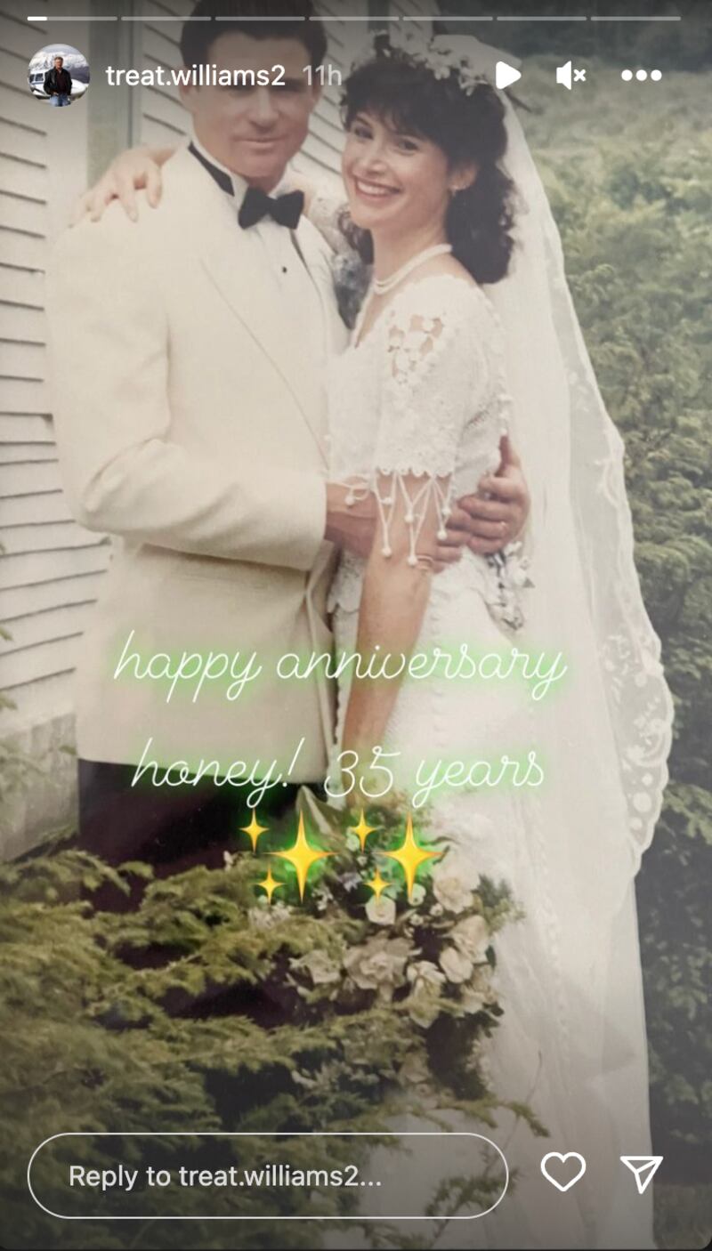 A screenshot of an Instagram story posted to actor Treat Williams' account.