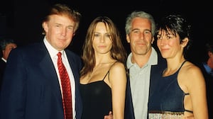 Donald Trump, Melania Trump, Jeffrey Epstein, and Ghislaine Maxwell.