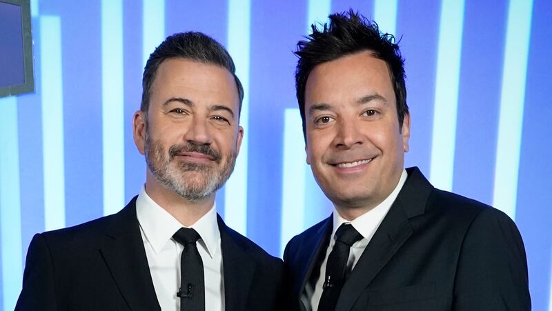 PASSWORD -- Episode 203 -- Pictured: (l-r) Jimmy Kimmel and Jimmy Fallon -- (Photo by: Evans Vestal Ward/NBC)