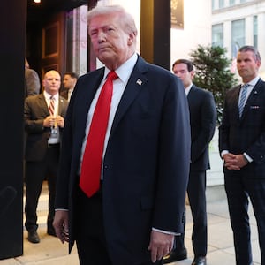 President Donald Trump and members of his cabinet and administration, including Secretary of State Marco Rubio, Defense Secretary Pete Hegseth and Vice President JD Vance, arrive for dinner at Joe's Seafood, Prime Steak & Stone Crab on September 09, 2025 in Washington, DC.