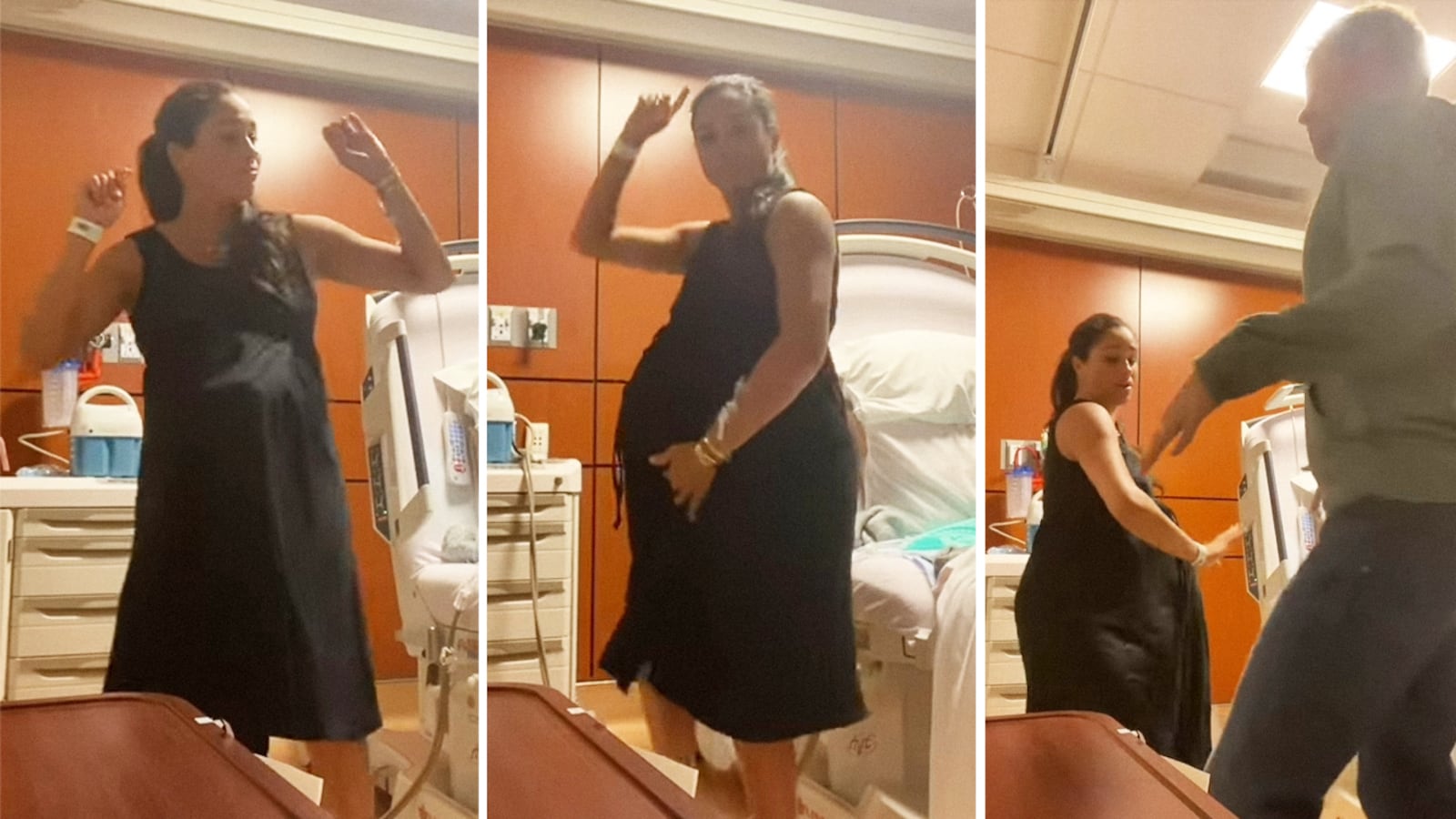 A photo composite of Meghan Markle and Prince Harry's video of them dancing during Meghan's pregnancy.