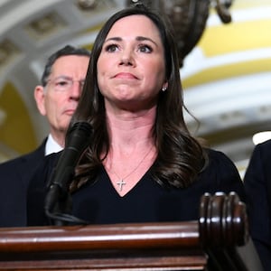 Senator Katie Britt (R-AL) speaks as Senate Republican leaders hold a press conference following their weekly policy lunch on Capitol Hill in Washington, D.C., U.S., March 10, 2026. REUTERS/Annabelle Gordon