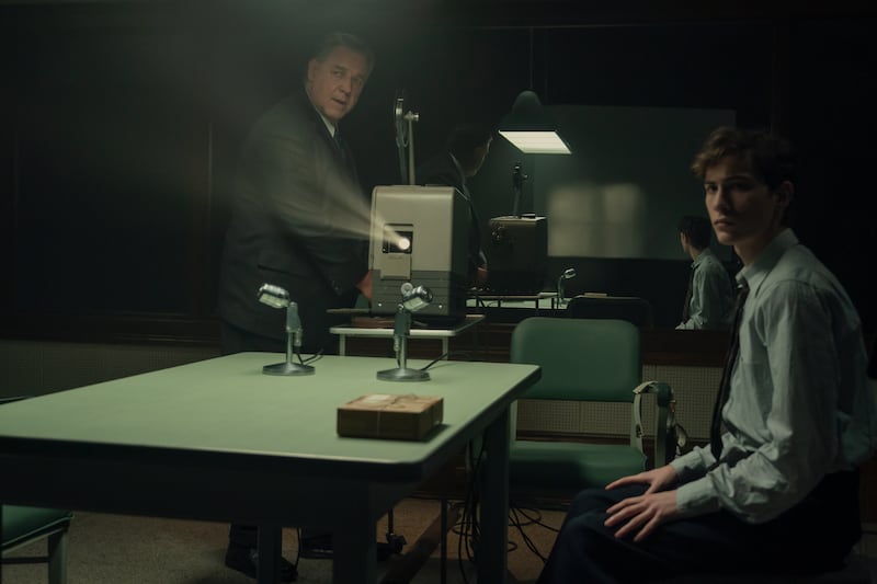 Russell Crowe as Henry Murray and Jacob Tremblay as Ted Kaczynski