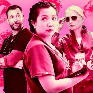 A photo illustration of the season 2 cast of The Pitt.