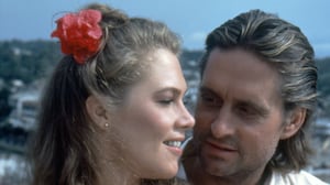 Kathleen Turner and Michael Douglas get close on the set of "Romancing the Stone."