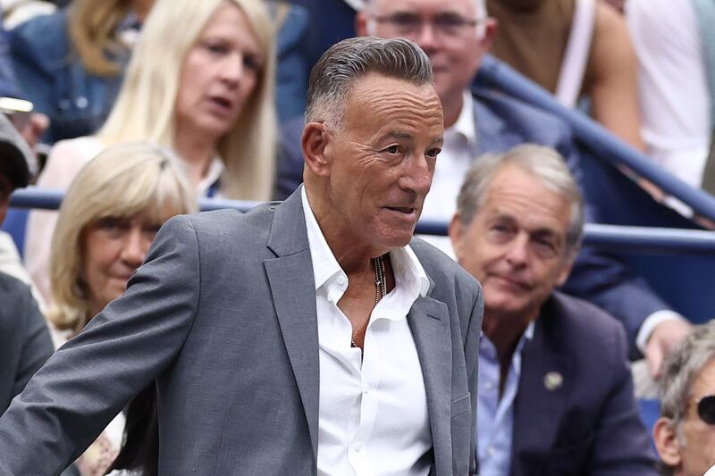 US singer-songwriter Bruce Springsteen attends the men's singles final tennis match between Italy's Jannik Sinner and Spain's Carlos Alcaraz on day fifteen of the US Open tennis tournament at the USTA Billie Jean King National Tennis Center in New York City, on September 7, 2025. (Photo by CHARLY TRIBALLEAU / AFP) (Photo by CHARLY TRIBALLEAU/AFP via Getty Images)