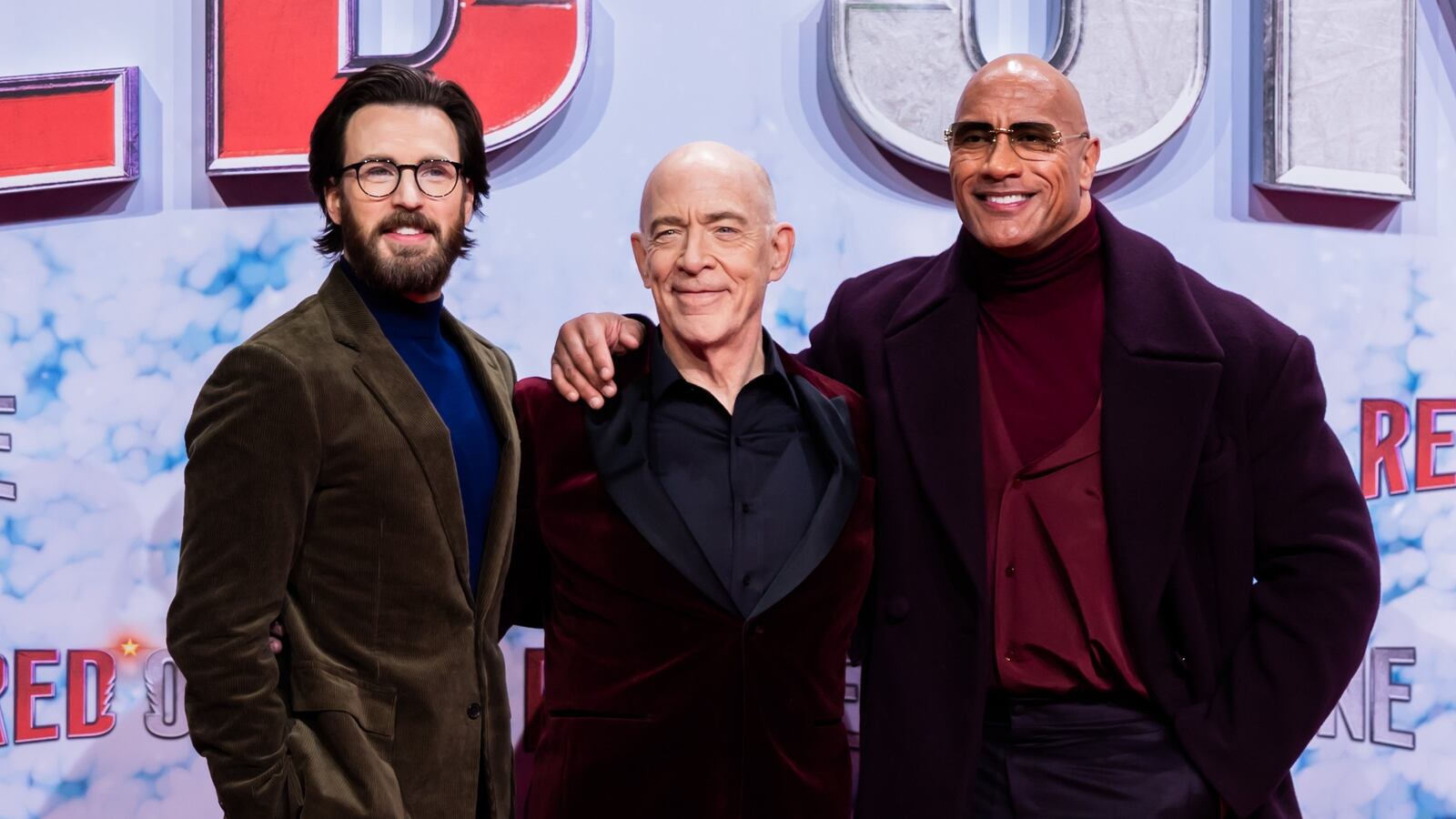 Chris Evans, J. K. Simmons, and Dwayne Johnson.