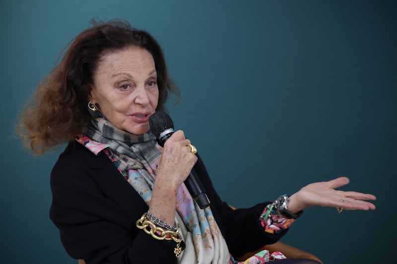 Designer Diane von Furstenberg honored Fonda at her annual DVF Awards in Venice. REUTERS/Evelyn Hockstein