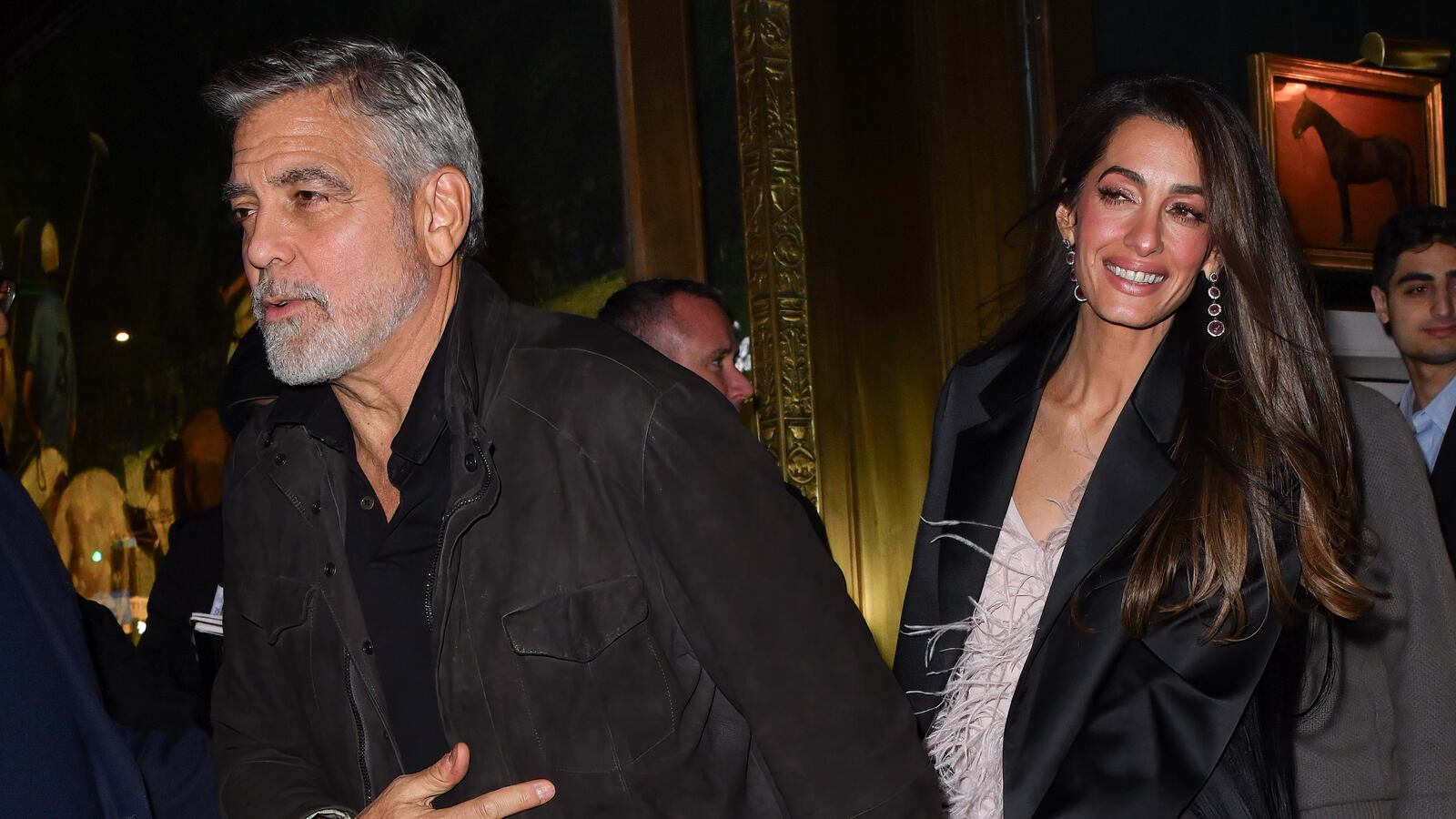 George and Amal Clooney leave The Polo Bar in New York City.